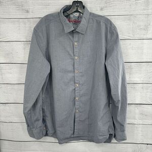 Robert Graham Classic Fit Gray Button-Down‎ Shirt Floral Lining Men's XL